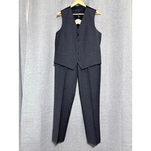 Kenneth Cole Vest Suit Pants Medium Gray Slim Fit Awareness Wool Career Office